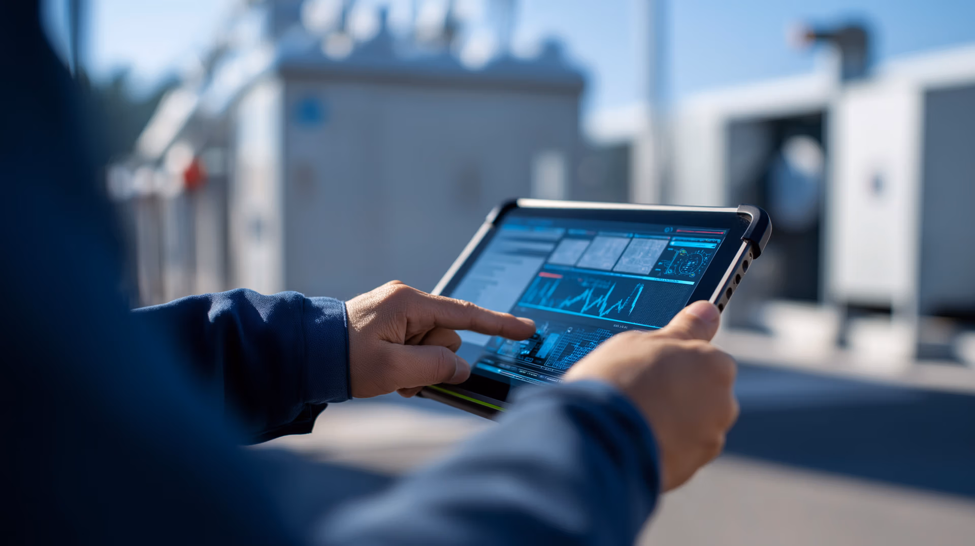 energy industry employee optimizes plant operations
